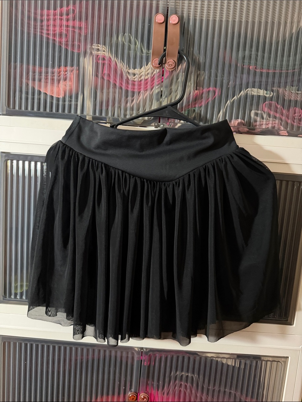 HALARA Black Chiffon Circle Skirt